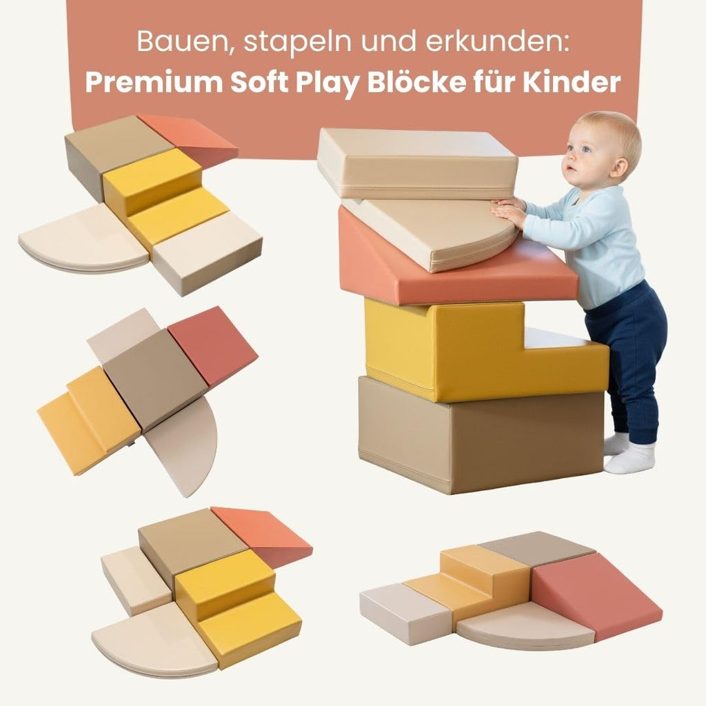 IGLU SOFT PLAY Corner Climber 5 pcs Softbausteine Riesenbausteine Schaumstoffbausteine Großbausteine (Pastel Autumn)