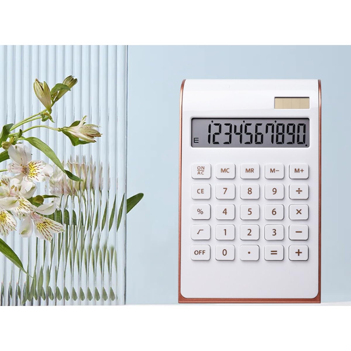 Leoyee Taschenrechner, ultradünnes und Elegantes Neigungsdesign, Dual-Power-Desktop-Rechner, Büro/Heimelektronik, Solarenergie, Neigungs LCD Display, 10 stellig