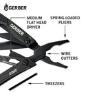 Gerber Multifunktionswerkzeug mit 12 Funktionen, Dime Pocket Multi-tool, Schwarz, 1014030