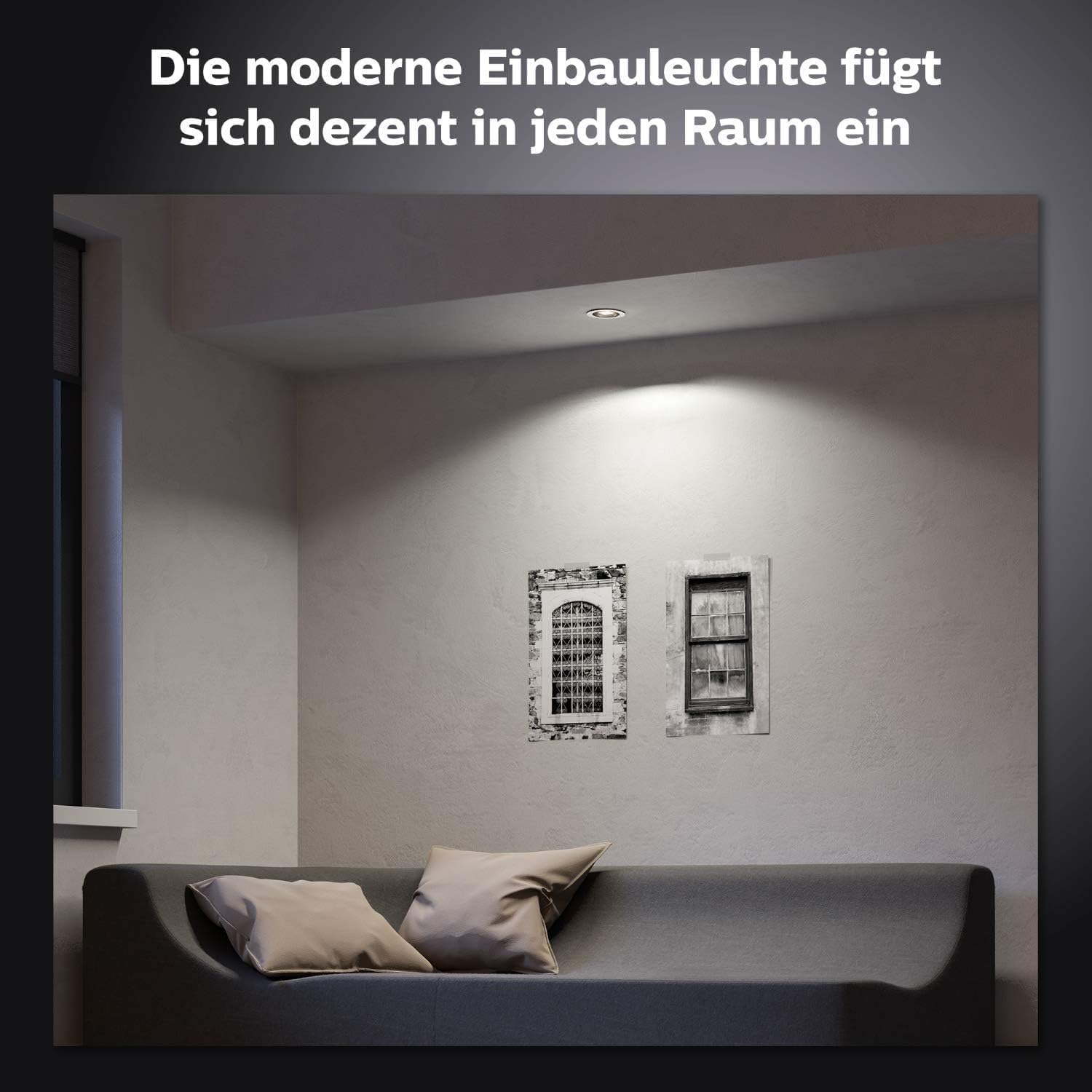 Philips Hue Milliskin White Ambiance Einbauspot, Weiß, (400lm / 70mm), 1er Pack, warm- bis kaltweißes Licht, steuerbar via App, kompatibel mit Amazon Alexa (Echo, Echo Dot), neue Generation