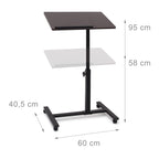 Relaxdays Laptoptisch höhenverstellbar, Laptopständer Holz, mit Rollen, drehbar, HxBxT: 95 x 60 x 40,5 cm, schwarz