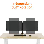 Amazon Basics Monitor-Halterung/Tragarm für 2 Monitore, mit einstellbarer Höhe, Bildschirmneigung und Kabelorganizer, 360-Grad-Drehung,Stahl, Schwarz, 33 bis 76 cm