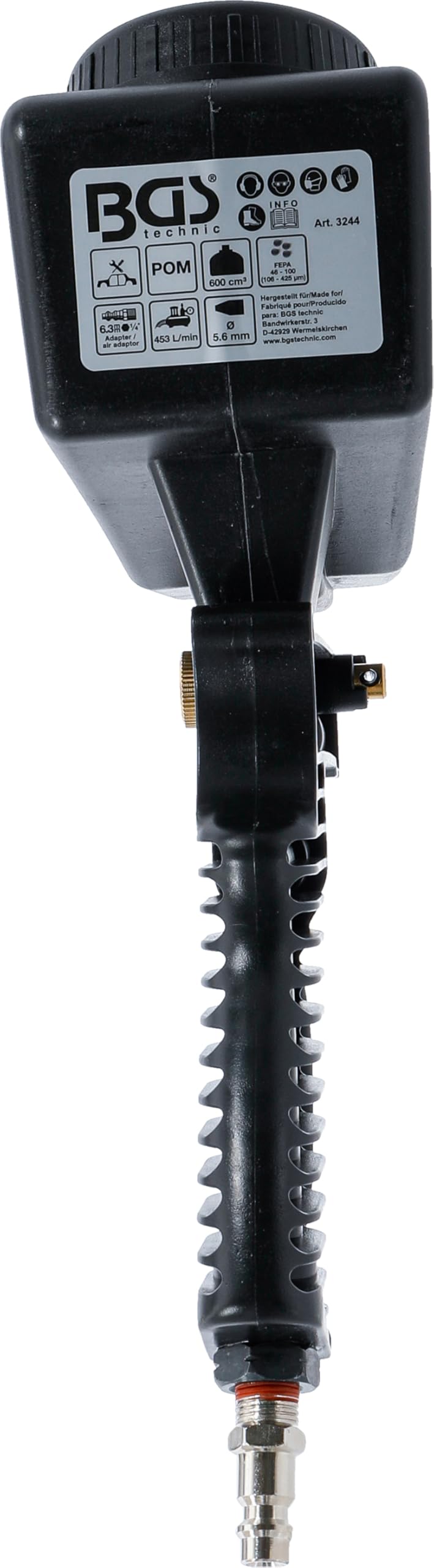 BGS 3244 | Druckluft-Sandstrahlpistole | 5 mm Stahlspitze | ABS-Gehäuse