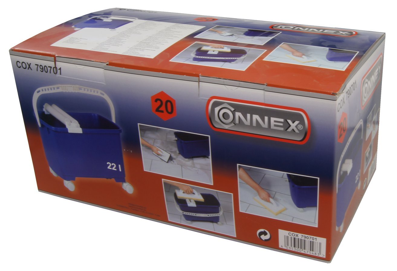 Connex Fliesen-Rollenwaschset 22 Liter - rot / schwarz - Stabile Ausdrückrollen - Inklusive 4 Laufrädern für einfachen Transport / Wascheimer / Fliesenleger Werkzeug / Fliesenwaschset / COX790701