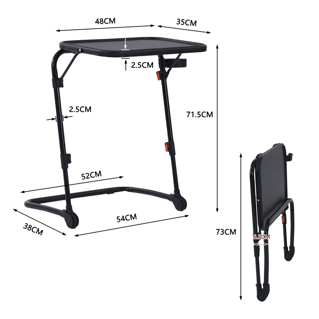 MEUBLE Cosy Kleiner Klappbarer Laptoptisch Höhenverstellbar Schreibtisch Beistelltisch Ohne Montage Sofatisch Neigbar Computertische Betttisch Pflegebett, Schwarz