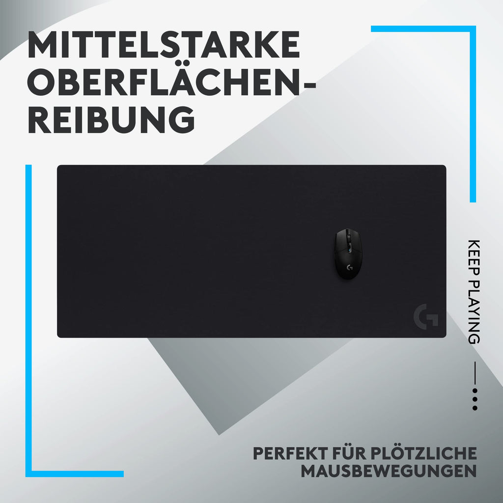 Logitech G G840 Extra Großes Gaming-Mauspad, optimiert für Gaming-Sensoren, mäßige Oberflächenreibung, rutschfeste Mausmatte, Mac- und PC-Gaming-Zubehör, 900 x 400 x 3 mm