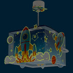 Dalber Lampe kinderzimmer, kinderlampe Pendelleuchte Hängelampe, Deckenleuchte Kinder, Deckenlampe kinderzimmer Rocket Raum Rakete Sonnensystem, 63352, E27, Blau