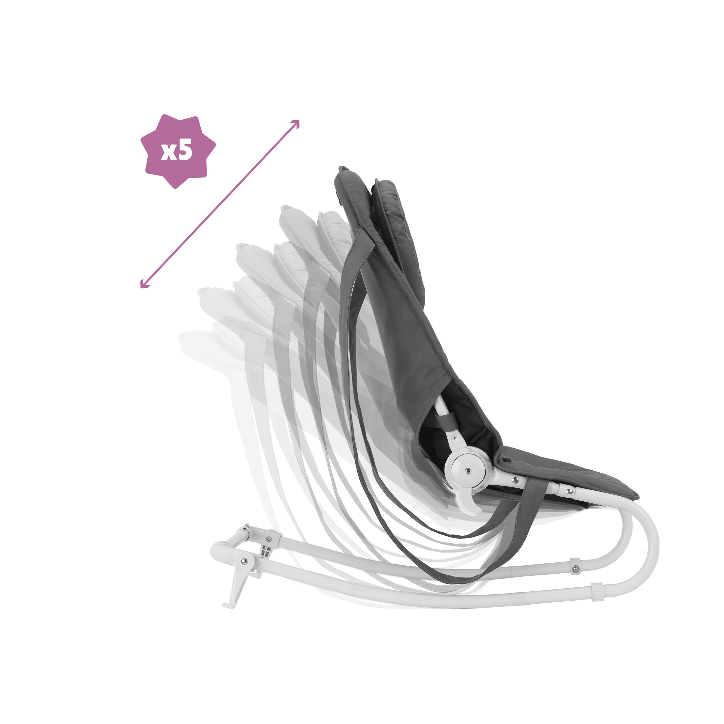 Badabulle Easy Moonlight Babywippe, mit integrierter Kopfstütze, 5-fach verstellbarer Rückenlehne, abnehmbarem Spielbogen und Sitzbezug, 1 Stück (1er Pack)