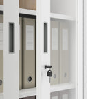 Jan Nowak Aktenschrank C012 Glasvitrine Büroschrank Universalschrank Flügeltürschrank Stahlblech Pulverbeschichtung abschließbar 185 cm x 90 cm x 40 cm (Weiß)
