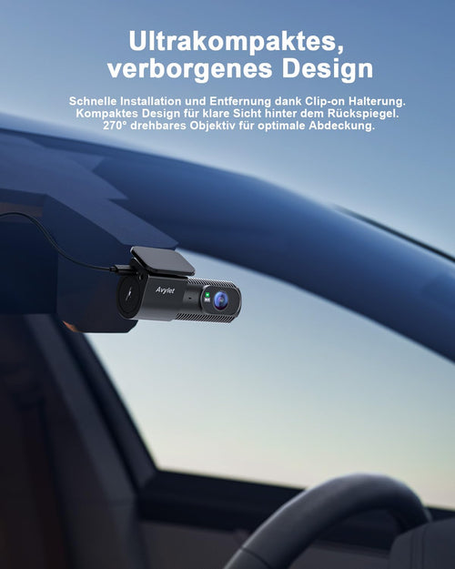 Avylet 4K+1080P Dashcam Auto Vorne Hinten, 5GHz Wi-Fi/APP Mini Dual Auto Kamera,1,5″ IPS, Unterstützt Externes GPS-Modul, Parküberwachung, Super Nachtsicht, WDR, 170°Weitwinkel, G-Sensor, Max 256GB