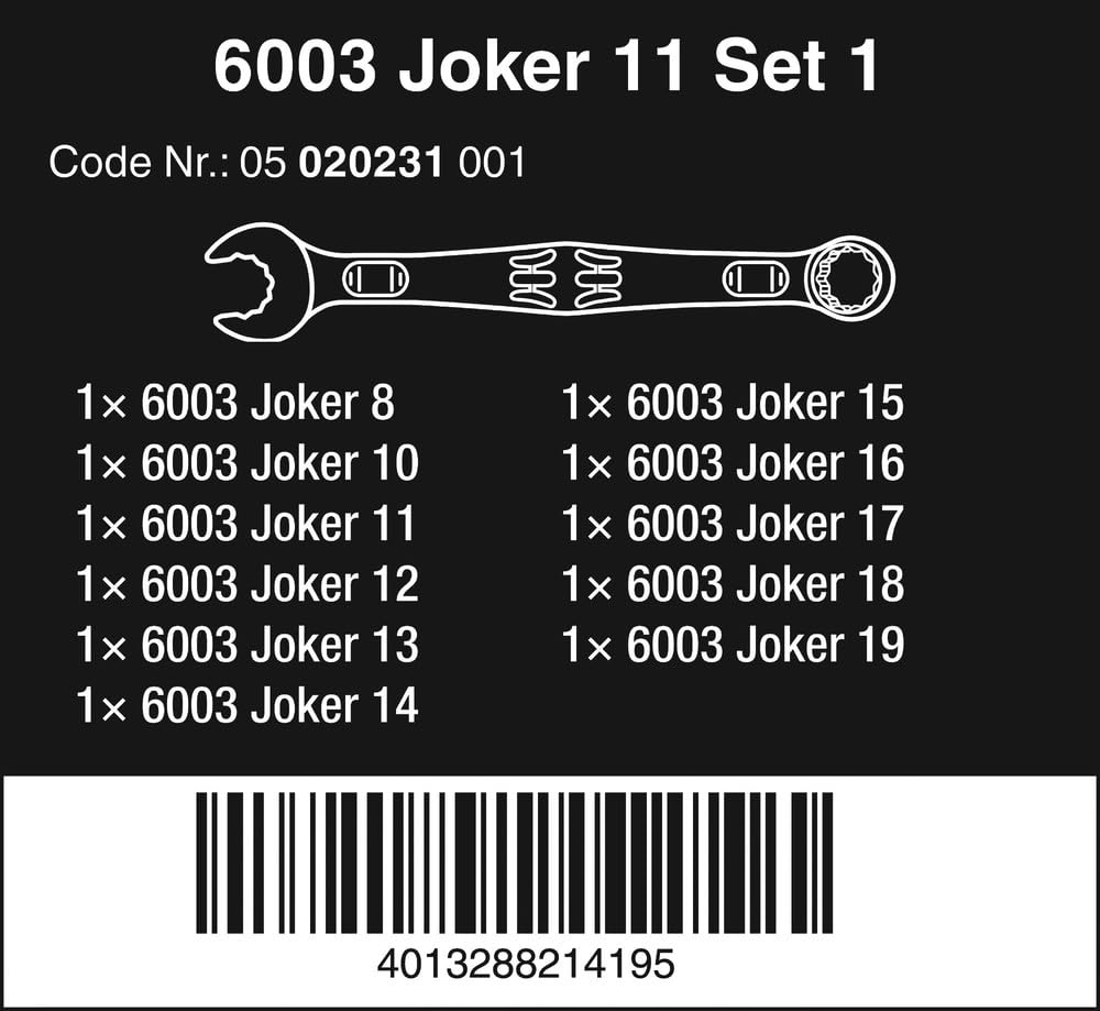 Wera '05020231001 6003 Joker 1 Ringmaulschlüssel-Satz, 11 teilig