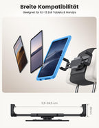 Lamicall Tablet Halterung Auto Kopfstütze - [Faltbare Dicke Tablet-Klemme] 360° Drehung Tablethalterungen Auto, KFZ iPad Kopfstützenhalter für Samsung Tab, iPad Pro, Air, Mini, 6,1-13 Zoll Geräte