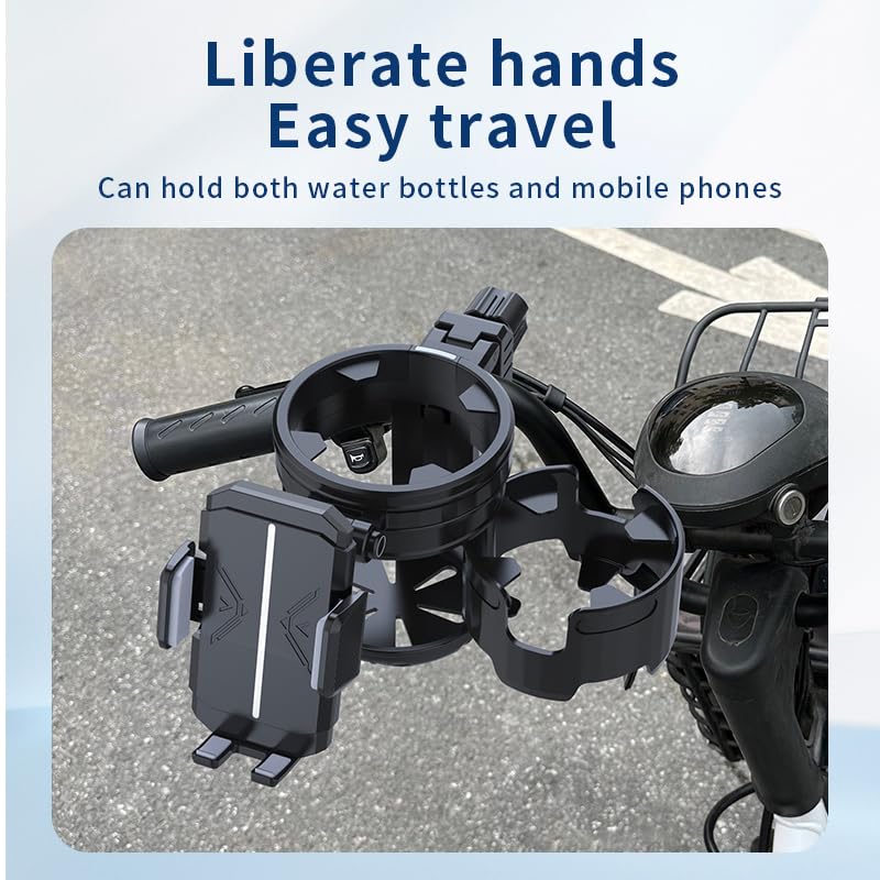 3-in-1-Kinderwagen-Becherhalter-Befestigung, Universal-Getränkehalter mit verstellbarer Handyhalterung, doppelter Getränkehalter für Walker, Rollstuhl, passend für die meisten Donna, Uppababy, Bugaboo