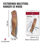 Victorinox Schweizer Taschenmesser gross, Ranger 55, Swiss Army Knife, Multitool, 10 Funktionen, Feststellklinge, Schraubendreher