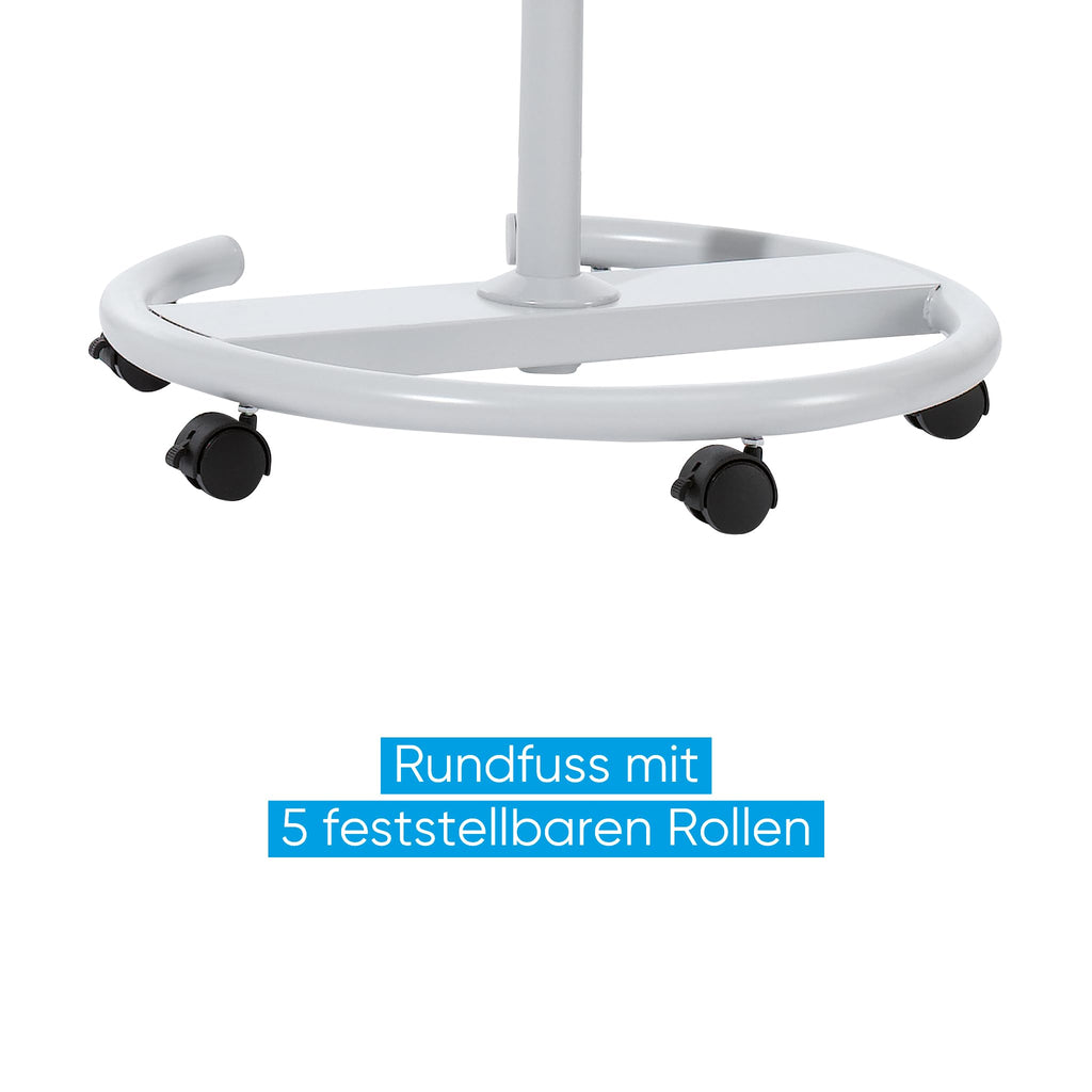 FRANKEN Flipchart, Beschreibbar, Magnetisch, Mobil, Mit Rollen und 2 Seitenarmen, Whiteboard mit Ständer, Papierhalterung und Stifteablage, 68 x 105 cm, ECO Mobil, F2400/N