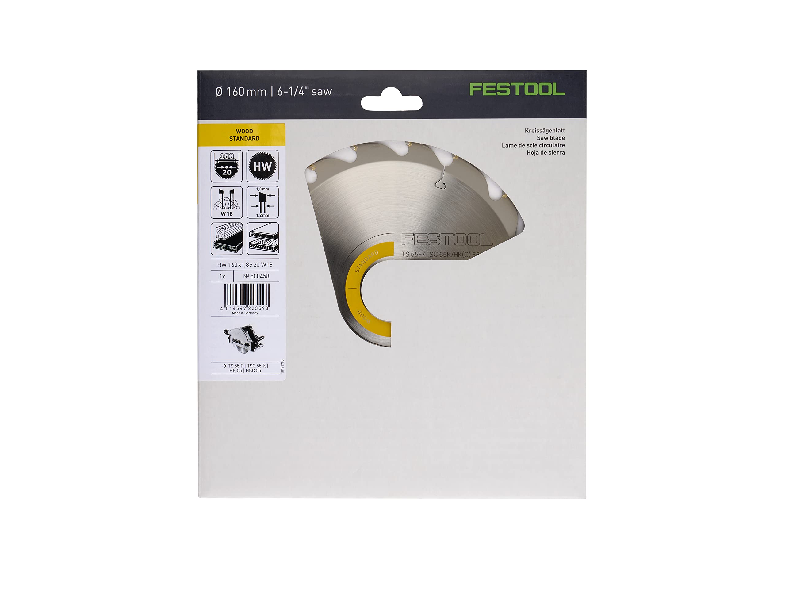 Festool 500458 Standard-Sägeblatt 160x1,8x20 W18