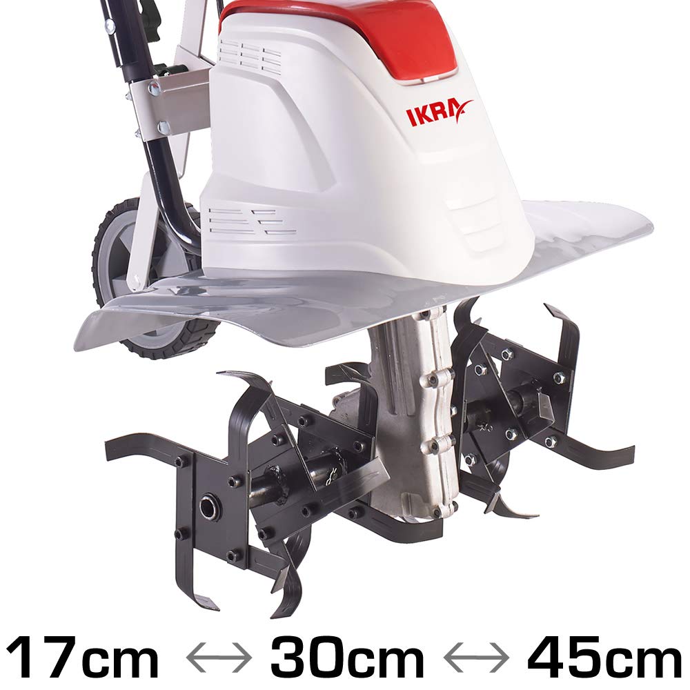 IKRA Elektro Bodenhacke Kultivator FEM1500, flexible Arbeitsbreite 17-45cm, Arbeitstiefe bis 23cm