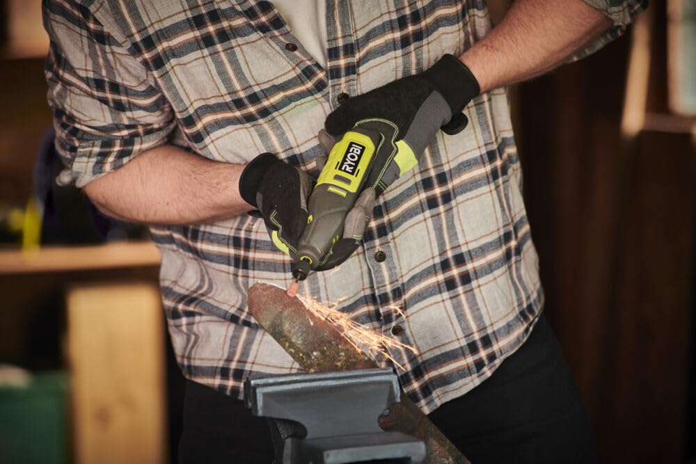 RYOBI 12V Akku-Rotationswerkzeug RRT12-120BA335 (35 teiliges Zubehör, Drehzahlregelung 5.000-35.000 U/min, Eingebaute 12V Lithium-Batterie)