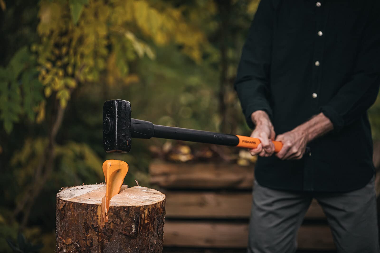 Fiskars Vorschlaghammer, Gewicht: 6,13 kg, Karbonstahl (geschmiedet), Schwarz/Orange, XXL, 1001618