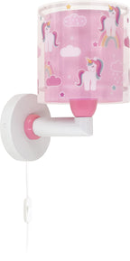 Dalber kinder Wandlampe, Kinderlampe Wandleuchte Einhörner Tiere Unicorns, kinder zimmer leuchte lampenschirm, Rosa