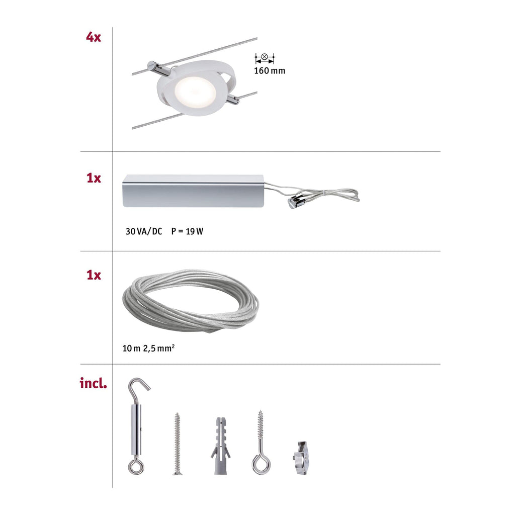 Paulmann 941.05 Seilsystem, Integriert, silber