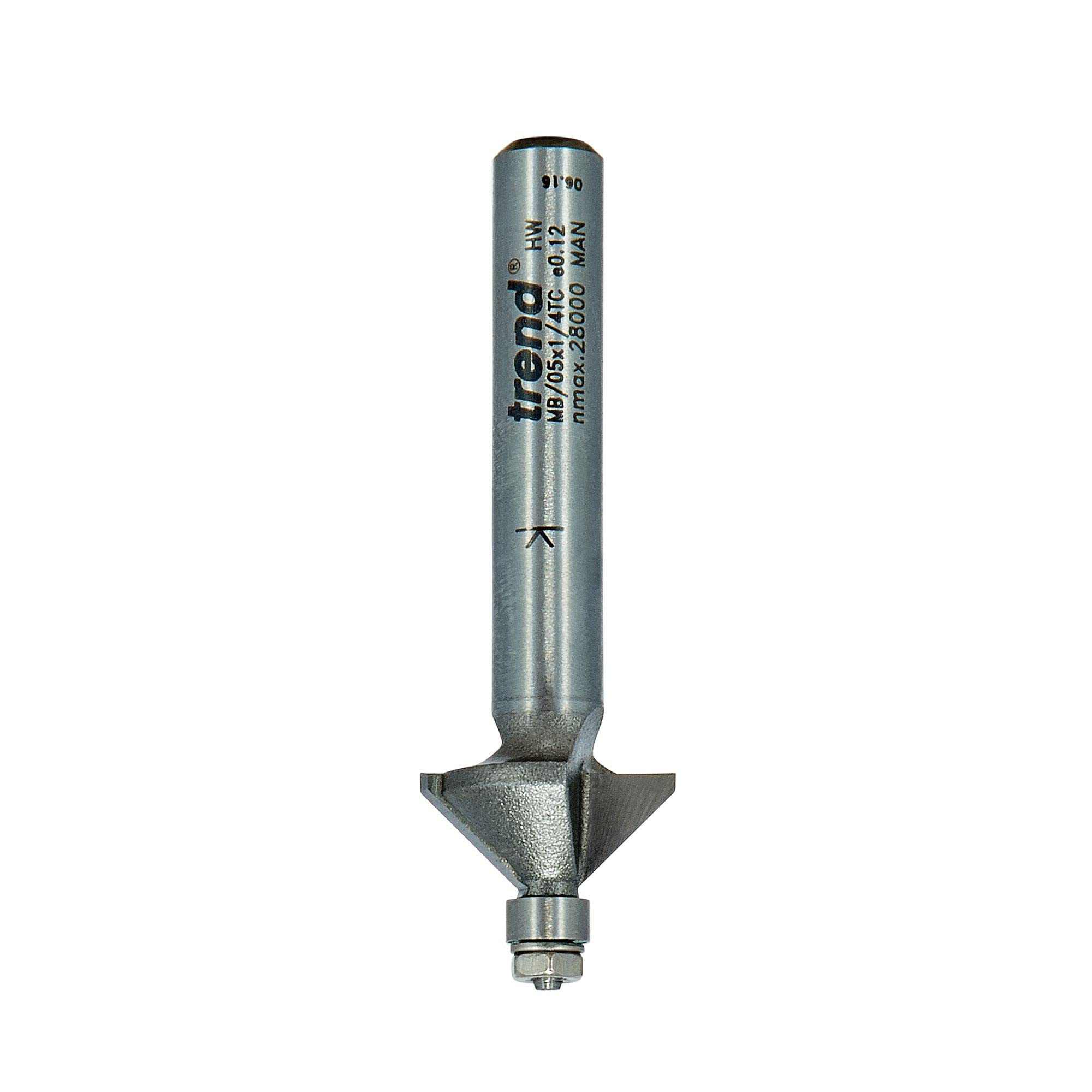 Trend Professioneller Mini-Fasenfräser 45 Grad, 1/4 Zoll Schaft, 14,3 mm Schnittdurchmesser, 6,35 mm Schnittlänge, Hartmetallbestückt, MB/05X1/4TC