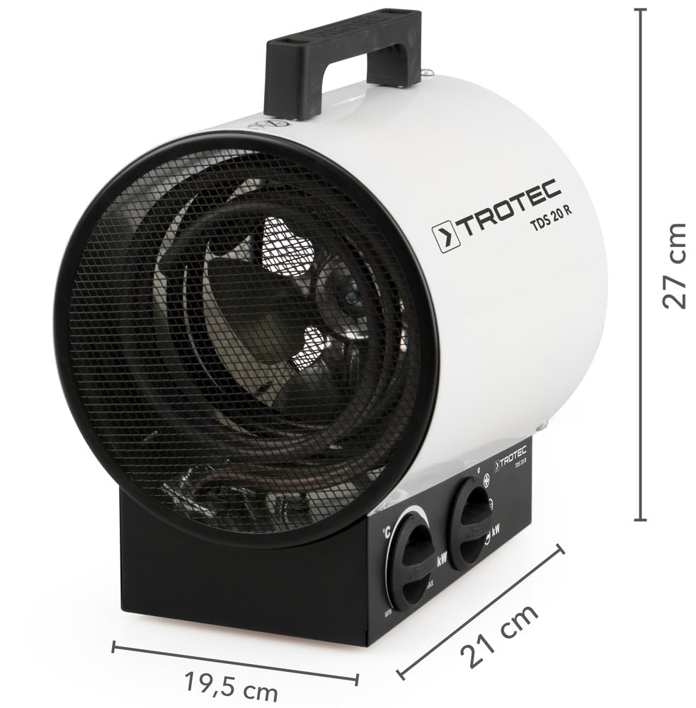 TROTEC Bauheizer TDS 20 R – Heizleistung 1,5 kW / 3 kW – Elektroheizer Luftmenge 411 m³/h – Heizlüfter für große Räume