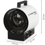 TROTEC Bauheizer TDS 20 R – Heizleistung 1,5 kW / 3 kW – Elektroheizer Luftmenge 411 m³/h – Heizlüfter für große Räume