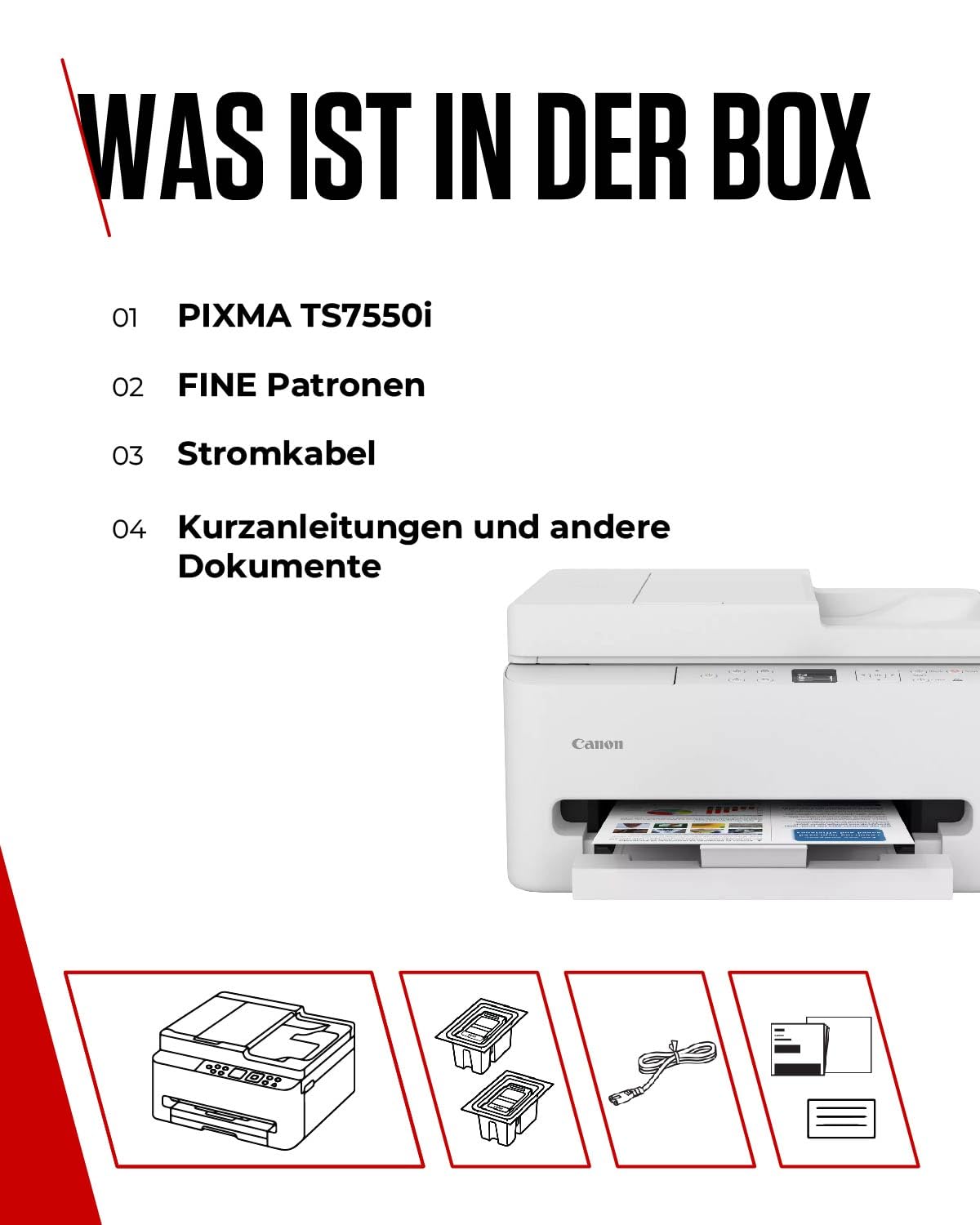 Canon PIXMA TS7550I - WLAN-Multifunktionsdrucker mit ADF, Papierkassette und Frontbedienung | Kabelloses Drucken vom Smartphone leicht gemacht PIXMA Print Plan kompatibel