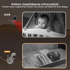 BOIFUN Babyphone mit Kamera, 4 Zoll 720P Monitor, Ohne WLAN, Nachtsicht, 11 Stunden Akkulaufzeit, Energiesparmodus, 2 Wege Audio, Schallerkennung, Temperaturerkennung, 3X Zoom, Schlaflieder