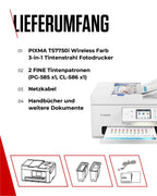 Canon PIXMA TS7750i Multifunktionsdrucker 4in1 (Tintenstrahl,Drucken, Kopieren, Scannen,Faxen, A4, 6,7 cm Touch, WLAN, 35 Blatt ADF, 2 Papierzuführungen, kompatibel mit Pixma Print Plan "Abo") Weiß