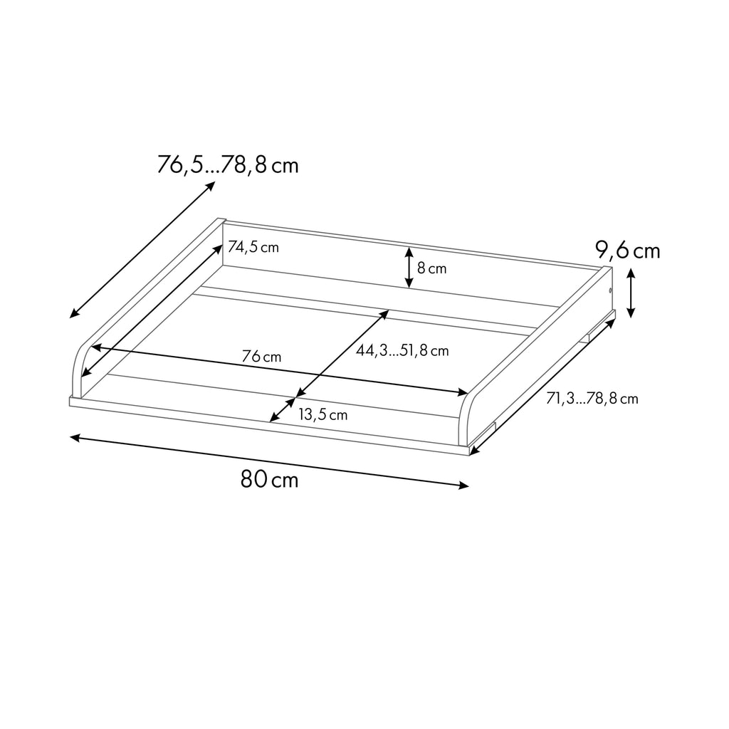 Shefa Kids Wickelaufsatz 800 - Universeller Wickeltischaufsatz für Ikea Kommoden MALM, HEMNES und NORDLI, Weiß