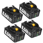 4 Pcs 8000mAh 18Volt Lithium-Ersatzakku für Makita Akku 18V, Kompatibel mit Makita 18V Akkus BL1860 BL1840 BL1830 BL1820 BL1815 BL1835 BL1845, mit LED-Indikator für Akku-Werkzeuge