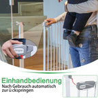 UISEBRT Türschutzgitter Ohne Bohren Treppenschutzgitter für Kinder 95-105cm breit, Auto-Close Baby Schutzgitter Metall Gitter Weiß