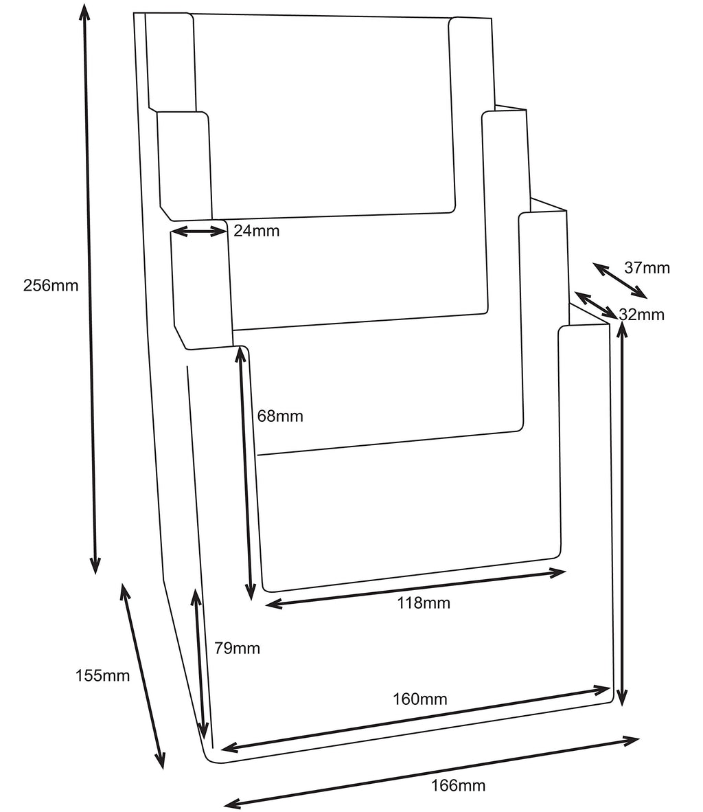 Taymar Broschürenständer mit vier Fächern für Prospekte und Broschüren in Größe A5 2 Stück