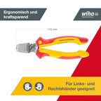 Wiha Installationszange TriCut electric VDE (38853), Seitenschneider + Abisolierzange + Abmanteln | Elektrikerzange für Schalter + Steckdosen | 170 mm