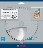 Bosch Professional Kreissägeblatt Multi Material zum Sägen in Multimaterial für Handkreissägen (Ør 190 mm), 2608640509, Farbe, Ø 190 mm / Bohrung 30 mm