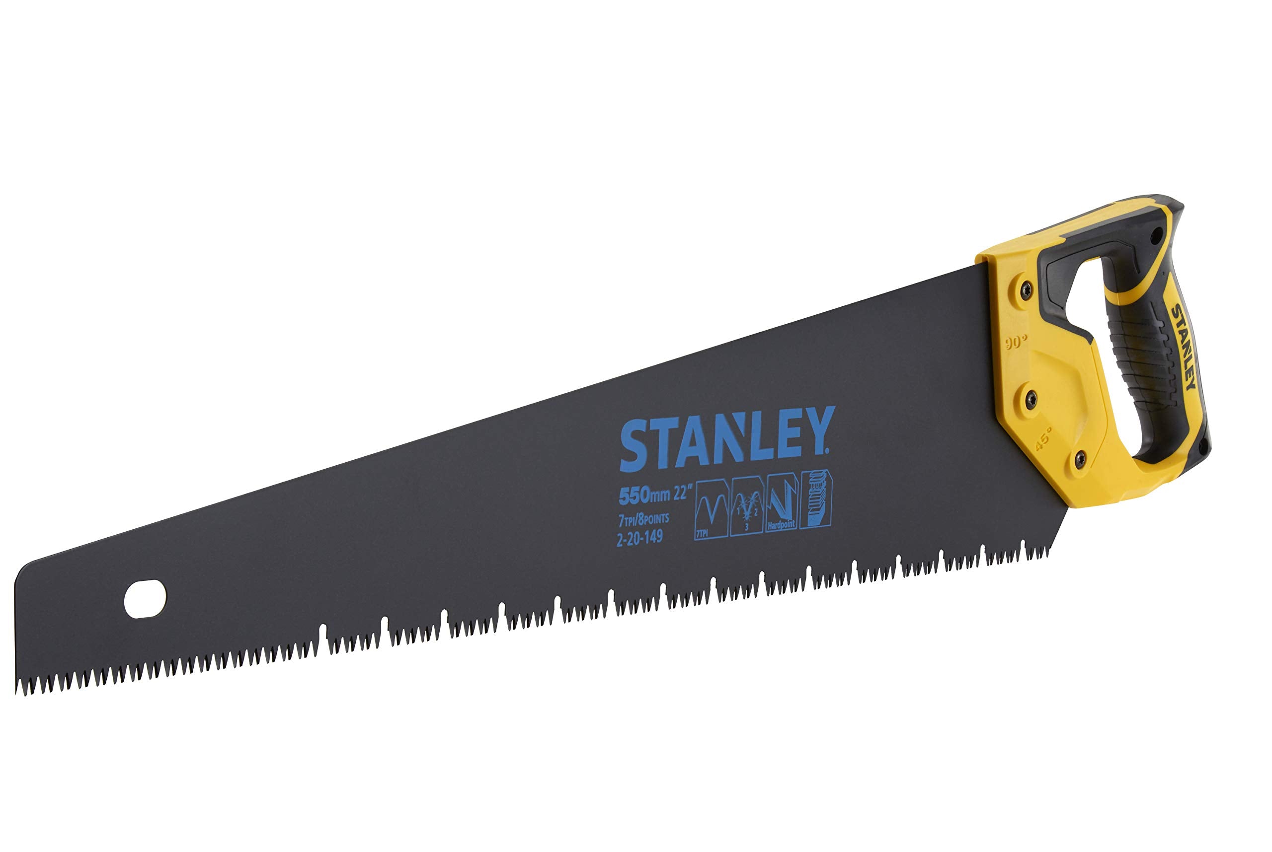 STANLEY JetCut Gipskartonsäge Appliflon (550 mm Klingenlänge, 45°/90°Anschlag, Hardpoint-Verzahnung, Bi-Material) 2-20-149