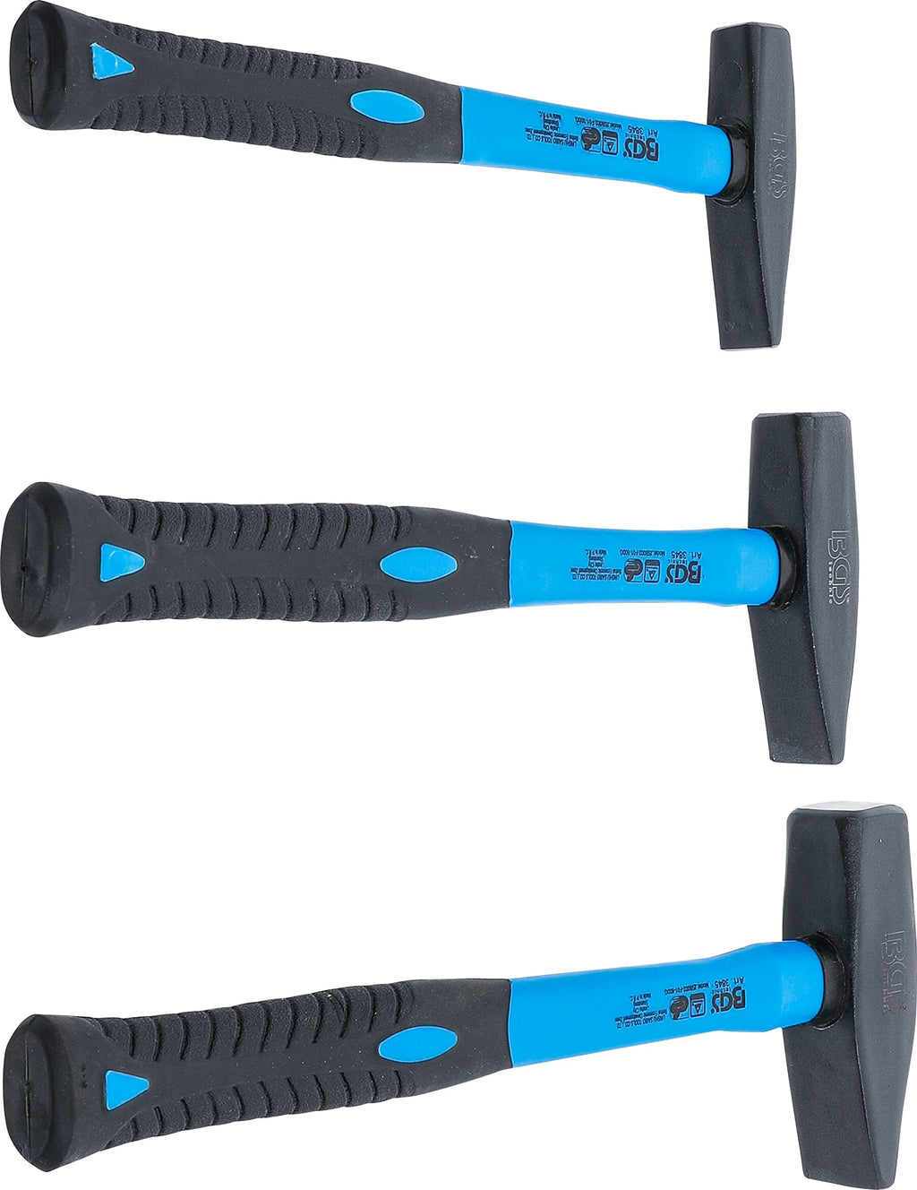 BGS 3845 | Schlosserhammer-Satz | Fiberglasstiel | DIN 1041 | 300/500 / 800 g | 3-tlg. | Hammer-Set