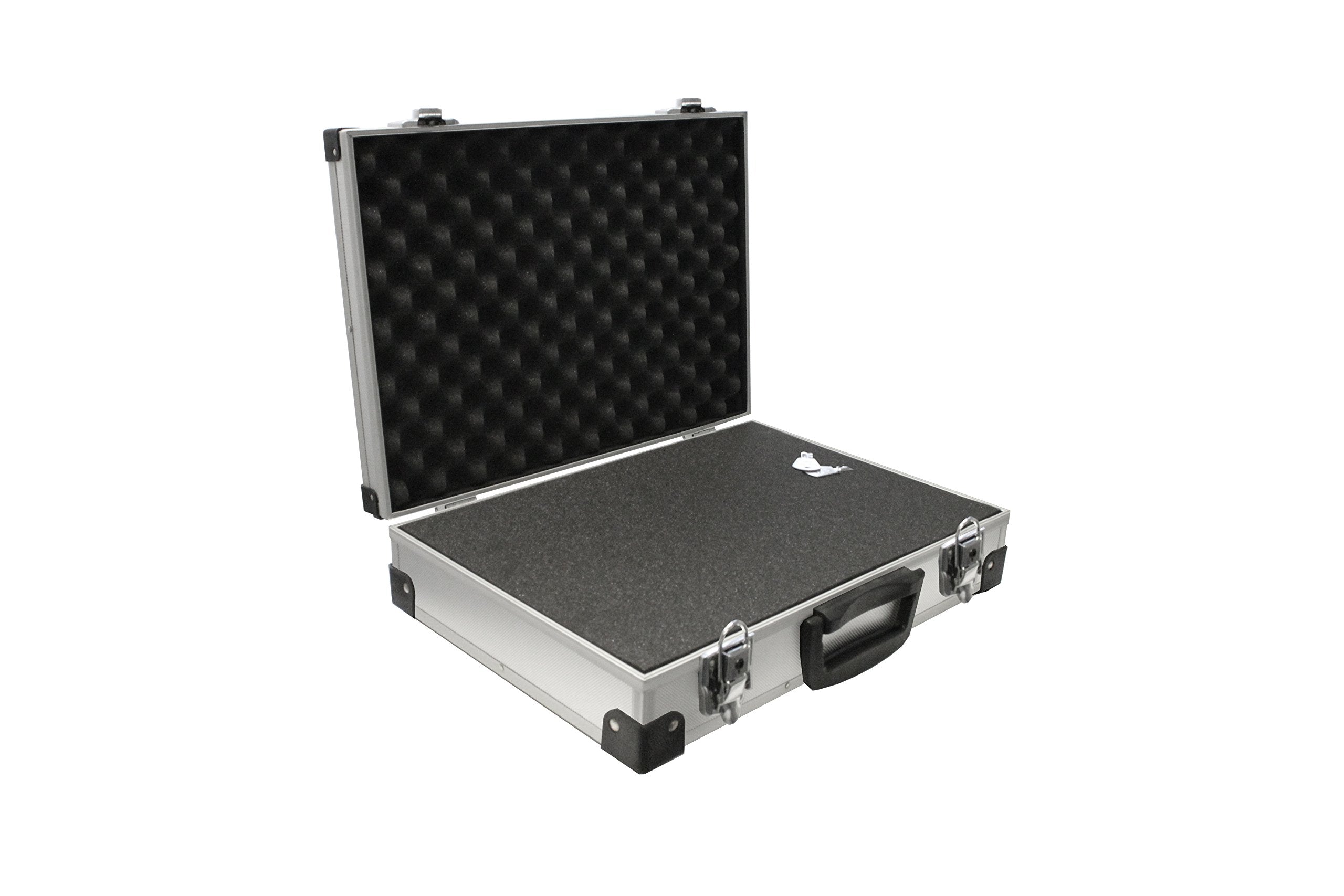 PeakTech Alukoffer P 7260 – abschließbarer Universal-Transportkoffer mit Würfelschaumstoff – tragbarer Fotokoffer – robuster Alu Koffer mit Schutz vor Regen und Staub – groß (370 x 230 x 80mm)
