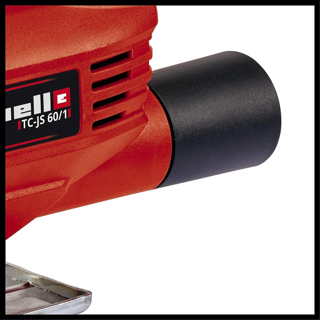 Einhell Stichsäge TC-JS 60/1 (vibrationsarm, Drehzahlelelektronik, werkzeugloser Sägeblattwechsel, Sägeschuh für Gehrungsschnitte bis 45° Grad)