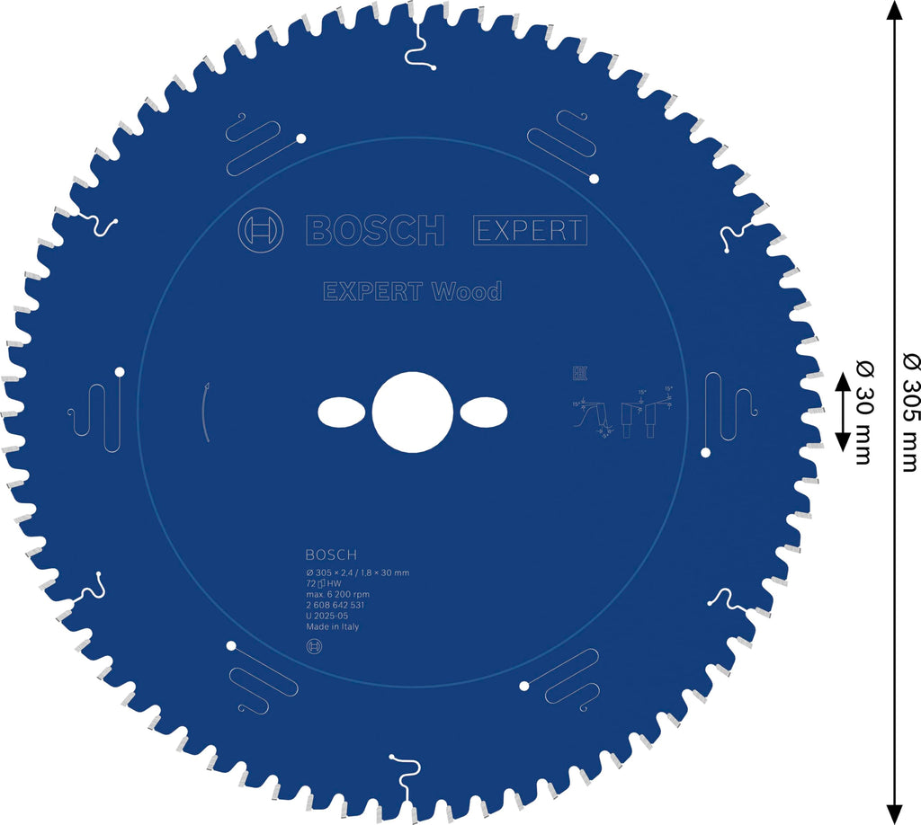 Bosch Accessories Bosch Professional 1x Kreissägeblatt Expert for Wood (Holz, Sägeblatt Ø 305 x 30 x 2.4 mm, 72 Zähne, Zubehör Kreissäge)