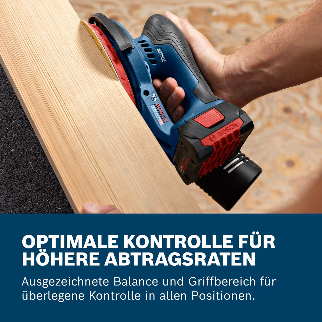 Bosch Professional 18V System Akku-Schleifer GEX 18V-150-3 (inkl. 1x Schleifpapier, 1x Staubbox, 1x Schutzring, L-BOXX 162)