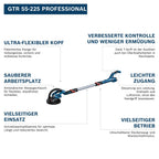 Bosch Professional Trockenbauschleifer GTR 55-225 (550 Watt, Schleifteller-Ø 215mm, inkl. 1x Schleifblatt M480, 1x Schleifteller-Set weich, 3x Kabelclip, Handwerkerkoffer)