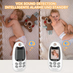 BOIFUN Babyphone mit Kamera 2 Zoll Tragbares Vox-Funktion Temperatursensor Nachtsicht-Video-Babyfon 2,4 Ghz, Intelligentes Standby Baby Monitor Gegensprechanlage Schlaflieder Lange Akkulaufzeit, 720p