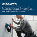 Bosch Professional Schwingschleifer GSS 140 (220-W-Motor, Vibration 3,4 m/s2, inkl. Staubbeutel, Lochwerkzeug, Schleifblatt C411)