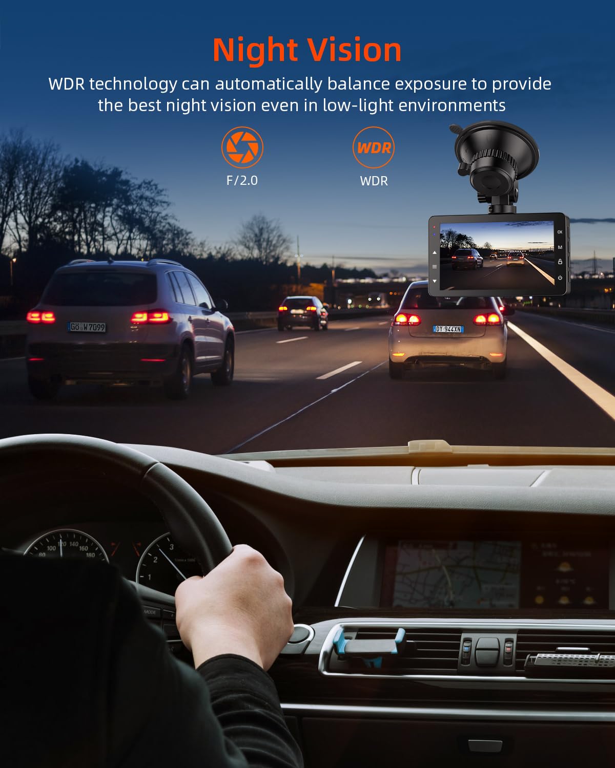 Dashcam Auto Vorne, 1080P FHD Dash cam mit Nachtsicht, WDR und 176° Weitwinkel Autokamera, 3" IPS-Bildschirm, Loop-Aufnahme, G-Sensor, Bewegungserkennung und Parkmodus, inklusive 32G SD-Karte