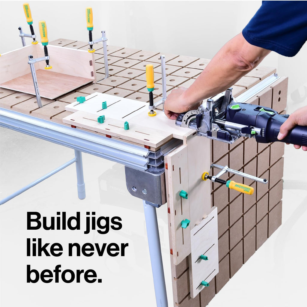 MicroJig MatchFit Dovetail Clamps – Zwingen für 14° Schwalbenschwanz-Nuten | Spannweite 130 mm, 269 kg Spannkraft, Werkbank-Zubehör