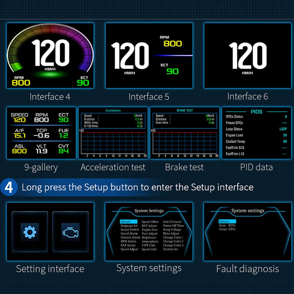 GOFORJUMP P12 5.8 TFT OBD2 Hud Head Up Display Digitaler Auto Geschwindigkeit Projektor Bordcomputer OBD2 Tachometer Windschutzscheibe Projektor