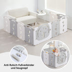 Dripex Faltbarer Laufstall 113x113 cm mit Spielbrett aus Kunststoff, Grau